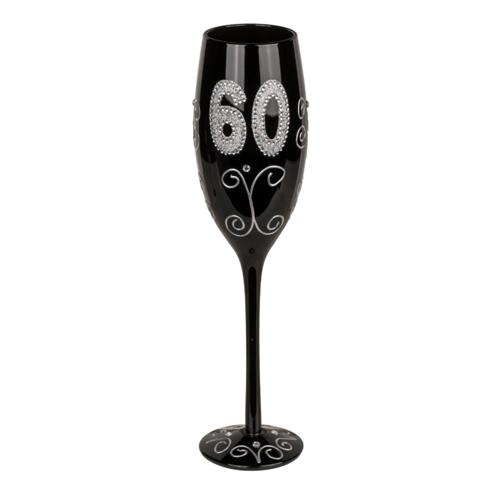 Black champagne glass with silver glitter, - Image 3