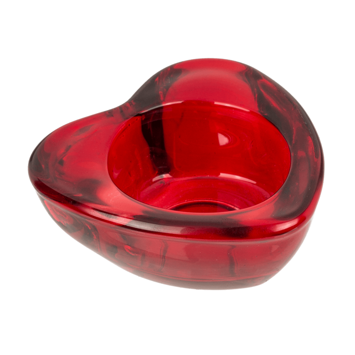 Red glass tealight holder, Heart, - Image 4