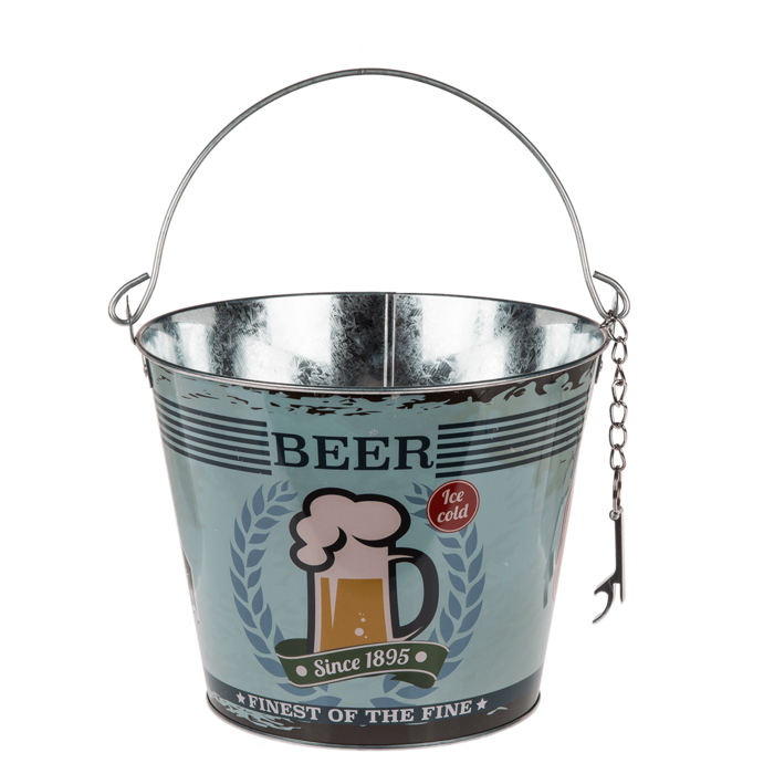 Metal Beer Bucket with Bottle Opener, Vintage - Image 3