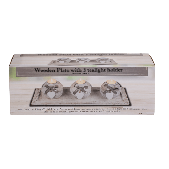 White/natural coloured wooden plate, - Image 2