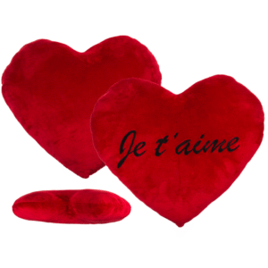 XXL-Red plush heart, JE T'AIME,