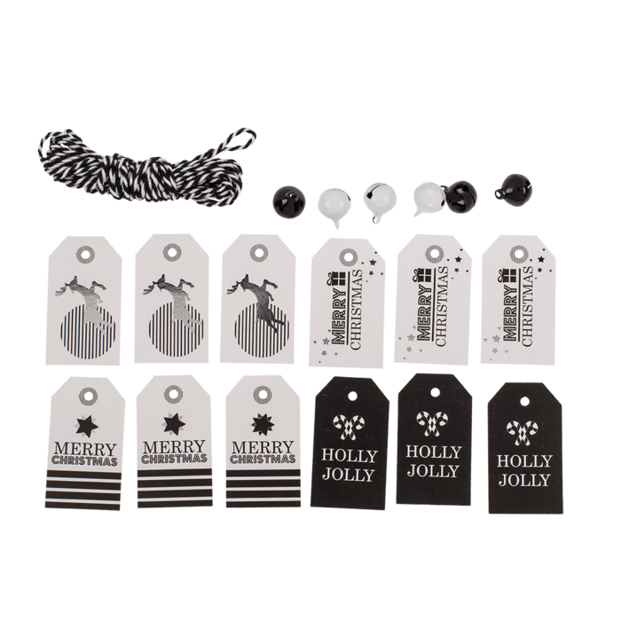 Gift tags, Silver shine, including 6 bells - Image 4