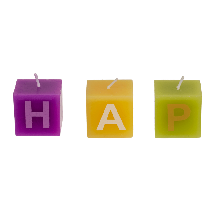 Multi coloured square candles with letters, - Image 2