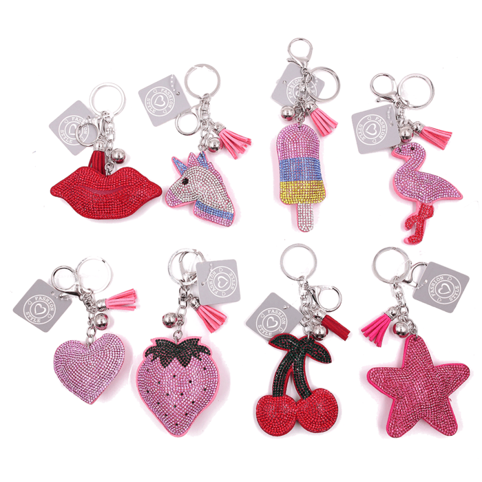 Metal Keychain, Tropical Sequins, - Image 3