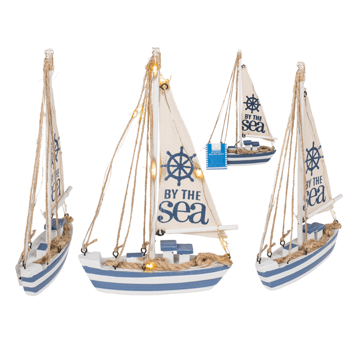 Wooden sailing boat with 7 LED,