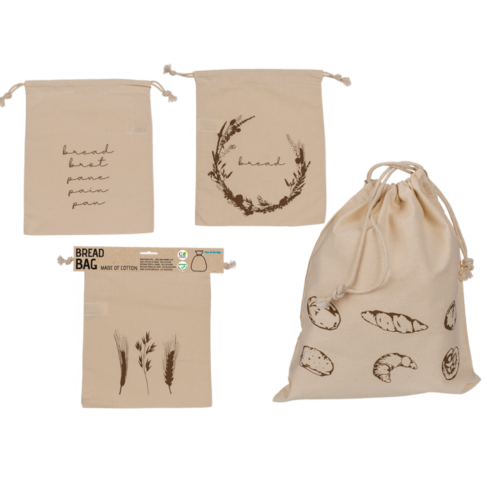 Cotton bread bag, ca. 35 x 29 cm,