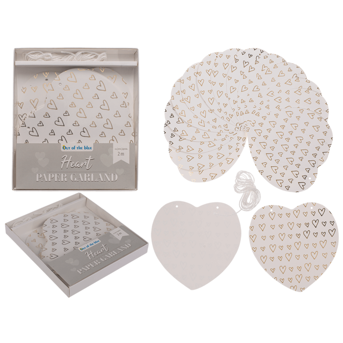 Paper garland, heart, ca. 12 cm, L: 2 m