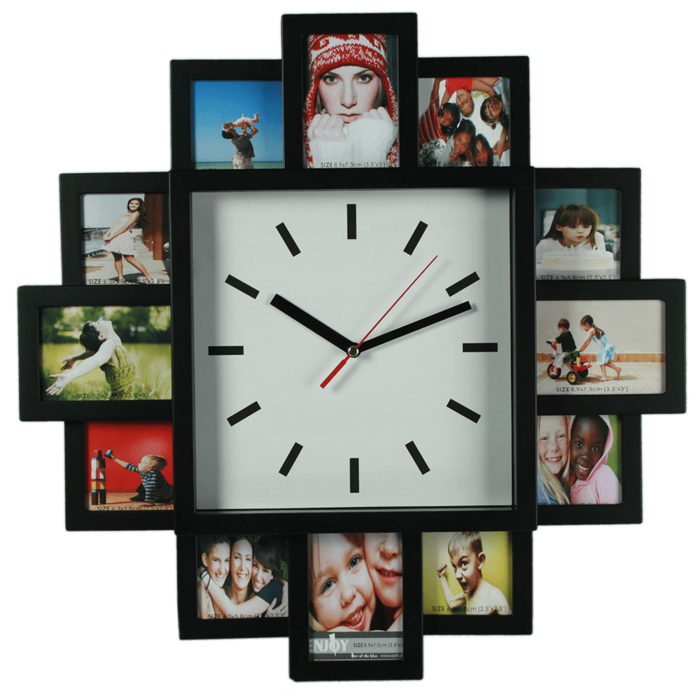 Wall clock with 12 photo frames, - Image 2
