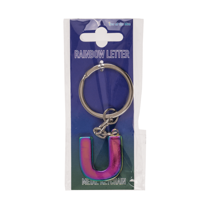 Metal Keychain, Rainbow Letter - Letter U - Image 3