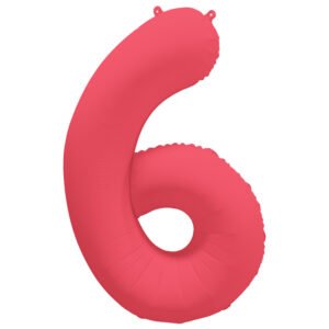 Foil Balloon Number 6 - Neon Red - 86 cm