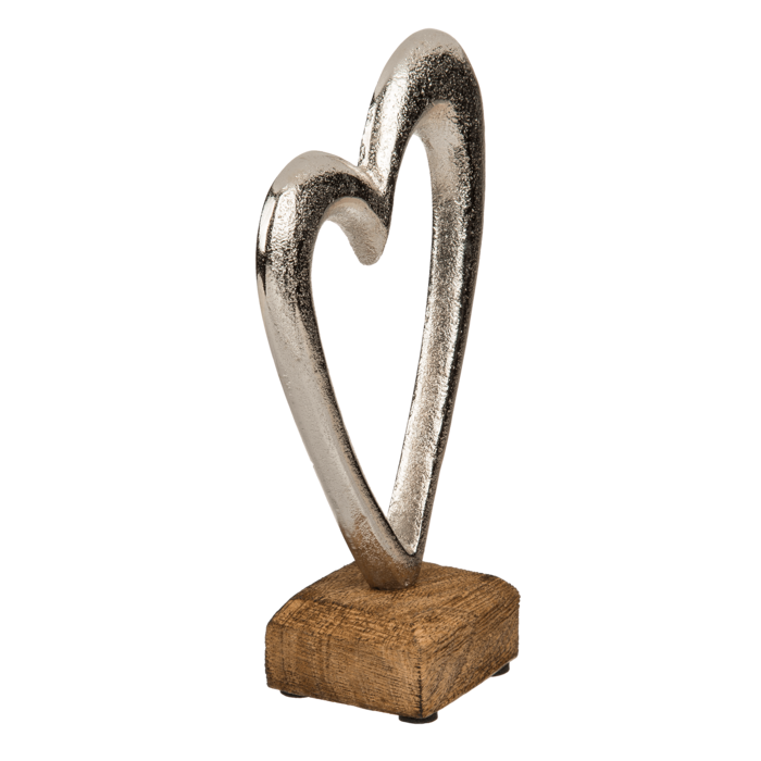 Metal heart on wooden base, - Image 3