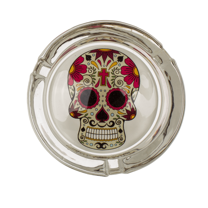 Glass ashtray, Coloured Skull, - Image 2