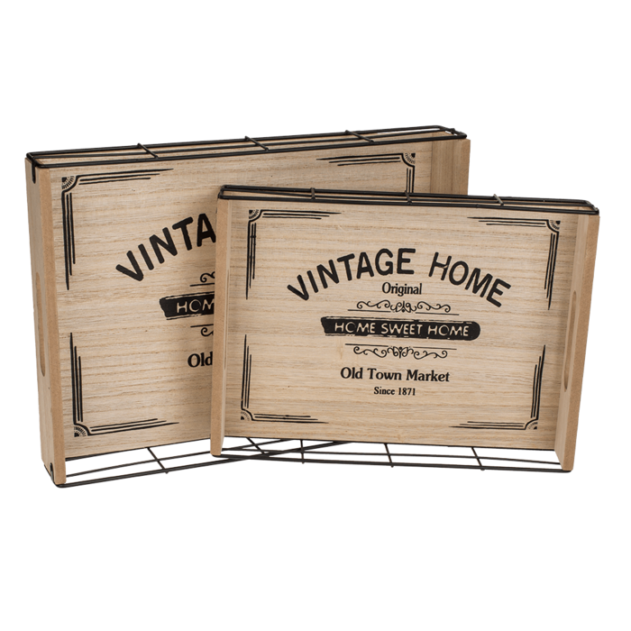 Wooden/Metal tray, Vintage Home, - Image 3