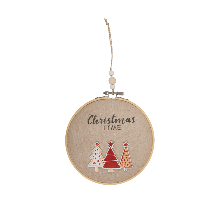 Round wooden frame with Jute, Christmas Time, - Image 4