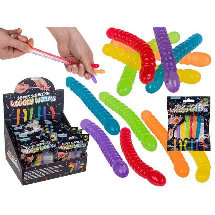 Super Stretchy Wiggly Worms, approx. 9 x 1,3 cm,