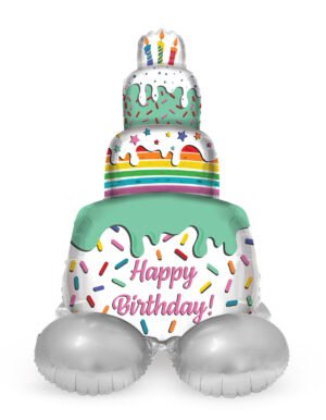 Foil Balloon with Base 'Happy Birthday!' Cake Time - 72 cm