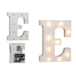 Illuminated wooden letter E, with 8 LED,