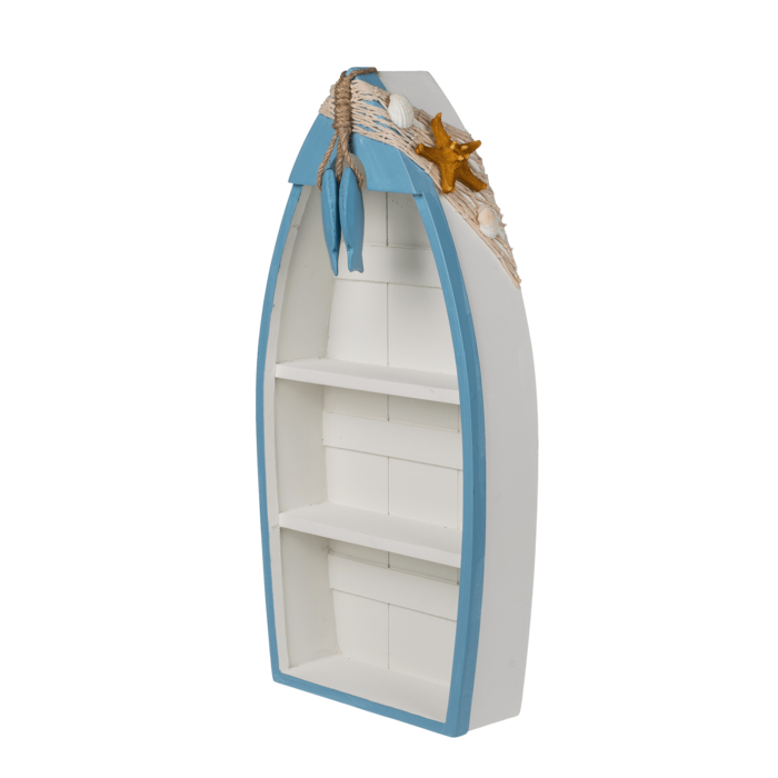 Wooden decoration boat with maritime deco, - Image 4