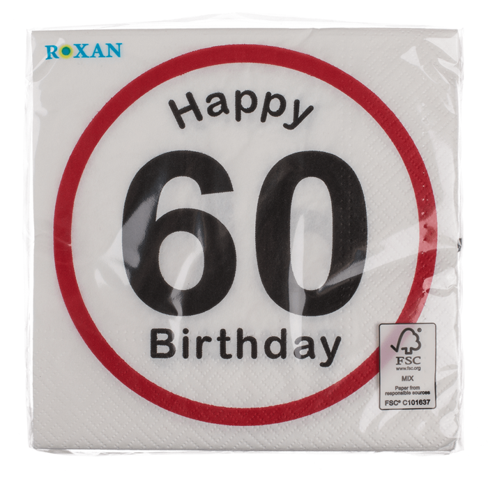 Paper napkins, Happy Birthday - 60, - Image 3