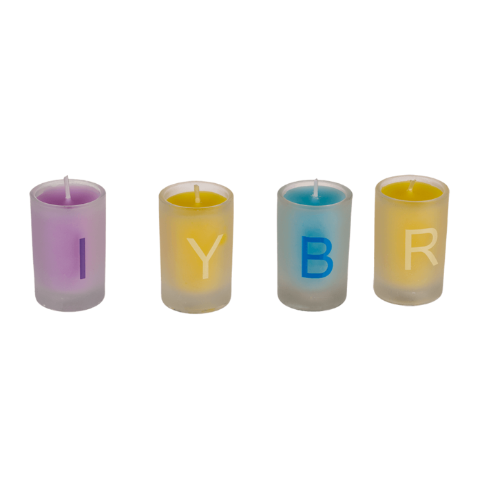 Coloured candles in glass, Happy Birthday, - Image 4