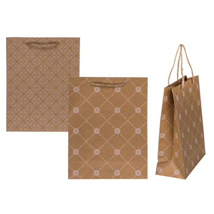 Kraft paper bag,with floral ornament,
