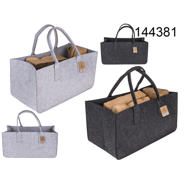 Grey felt bag for wood,