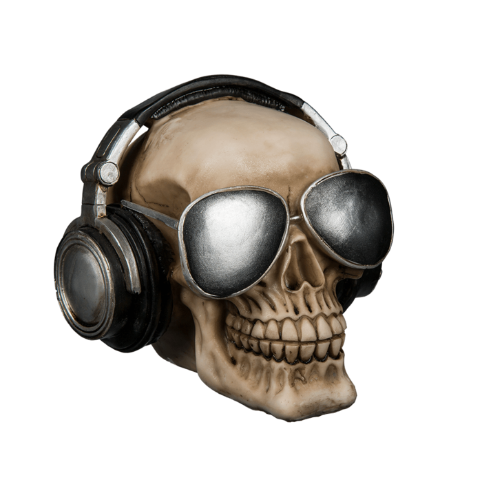 Polyresin Savings Bank - Skull with Earphones - Image 3