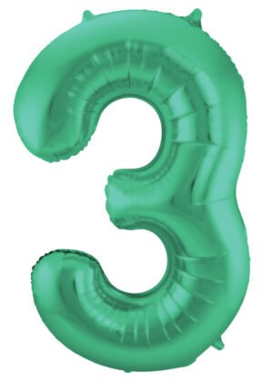Foil Balloon Number 3 - Green Metallic Mat - 86 cm