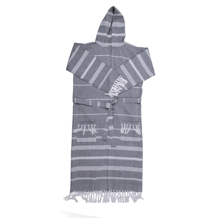 Grey/white colored fouta hamam bath robe, - Image 2