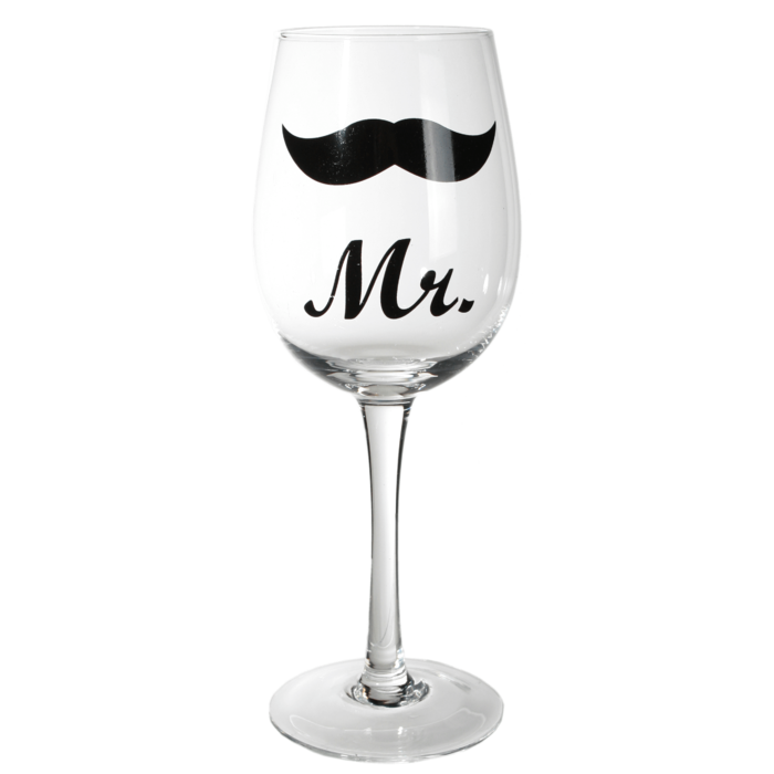 Wine glass with Kiss and Moustache decor for, - Image 2