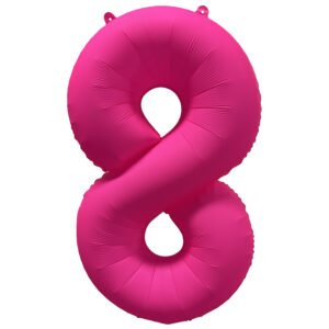 Foil Balloon Number 8 - Neon Pink - 86 cm