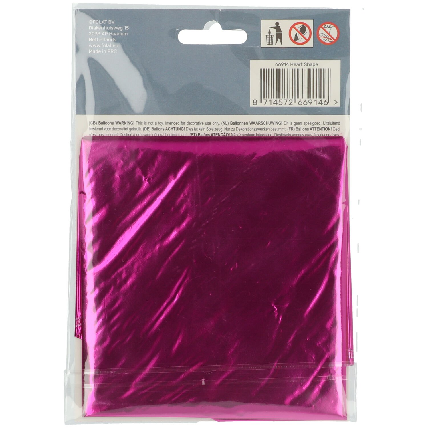 Foil Balloon Heart-shaped Magenta - 45 cm - Image 3