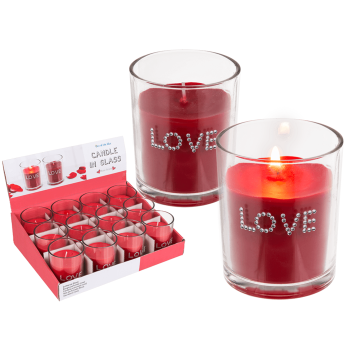 Scented candle (rose) in glass, Love,
