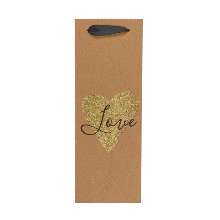 Wine bottle craft paper bag, hearts, - Image 4