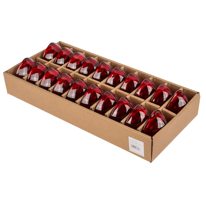 Red glass tealight holder, Heart, - Image 3