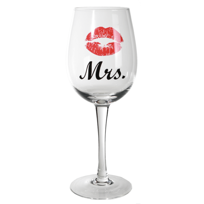 Wine glass with Kiss and Moustache decor for, - Image 3