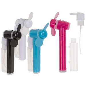 Fan with spray bottle, 16.5 x 7.5 x 2.5 cm,