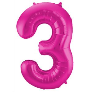 Foil Balloon Number 3 - Magenta - 86 cm