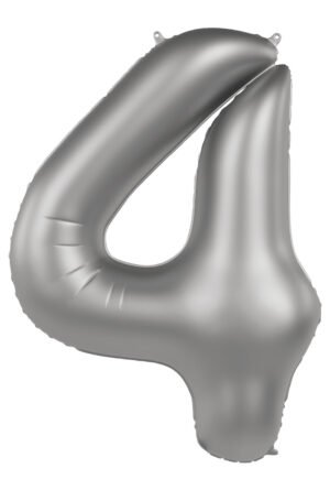 Foil balloon Number 4 - Moonlight Silver - Satin Gloss - 86 cm