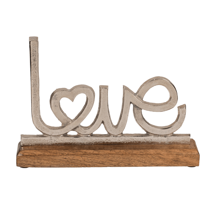 Metal lettering with wooden base, Love, - Image 2