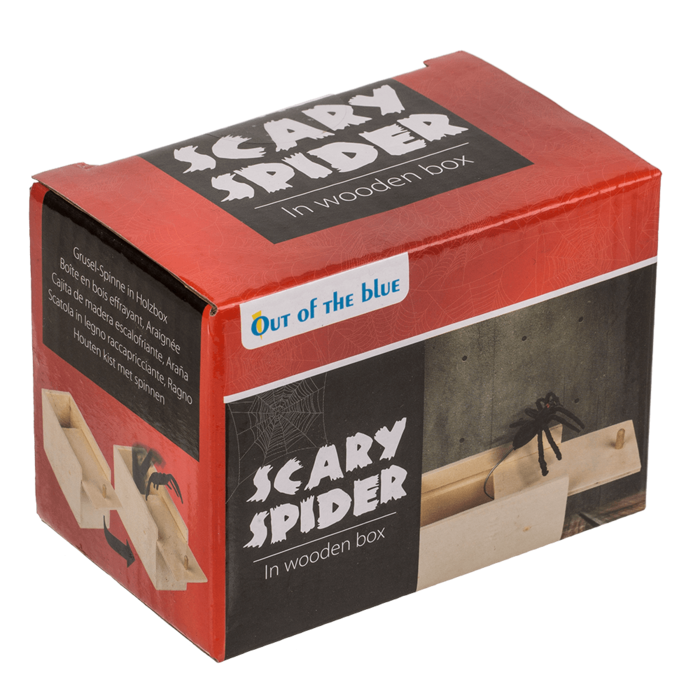 Scary spider in wooden box, - Image 3
