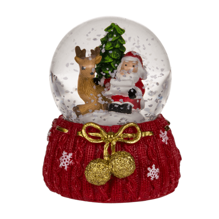 Polyresin snow globe with Reindeer & Santa, - Image 4