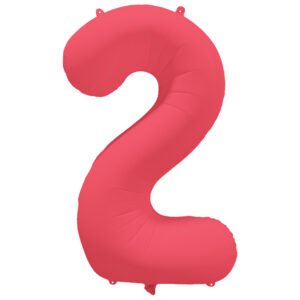 Foil Balloon Number 2 - Neon Red - 86 cm