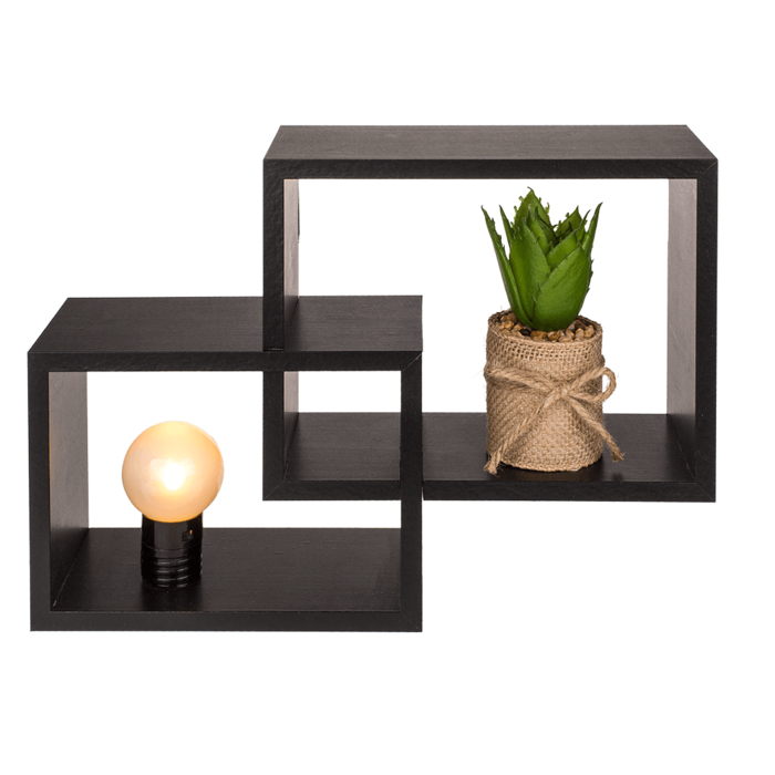 Black wooden wall shelf, Set of 2 pcs, - Image 4