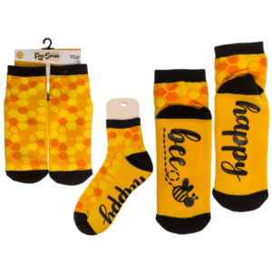 Socks, with ABS sole, Bee Happy, one size,