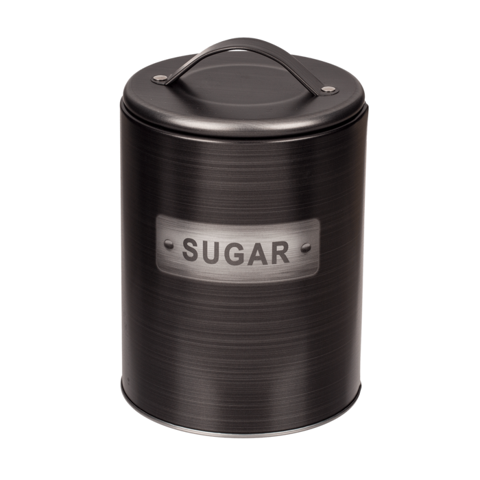 Black, round metal tin, - Image 4
