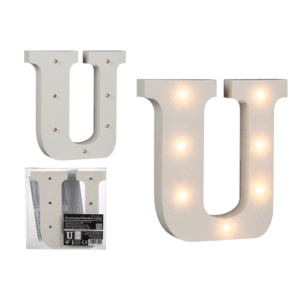 Illuminated wooden letter U, with 7 LED,