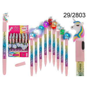 Pen with glitter & colourchanging light,