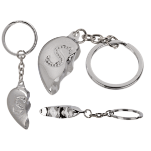 Metal Keychain, Broken Heart - Engraved Letter S