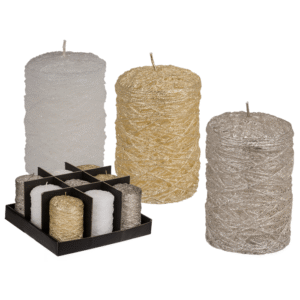 Pillar candle, with glitter,